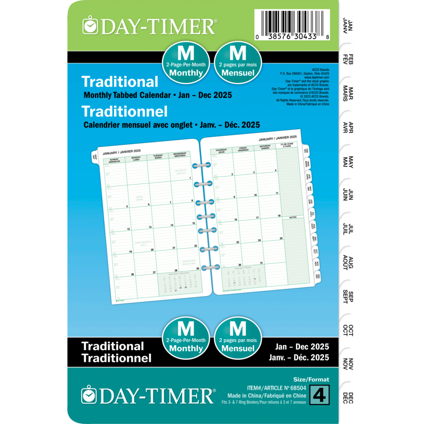 Day-Timer® Refill Monthly Desk Size 2PPM Bilingual