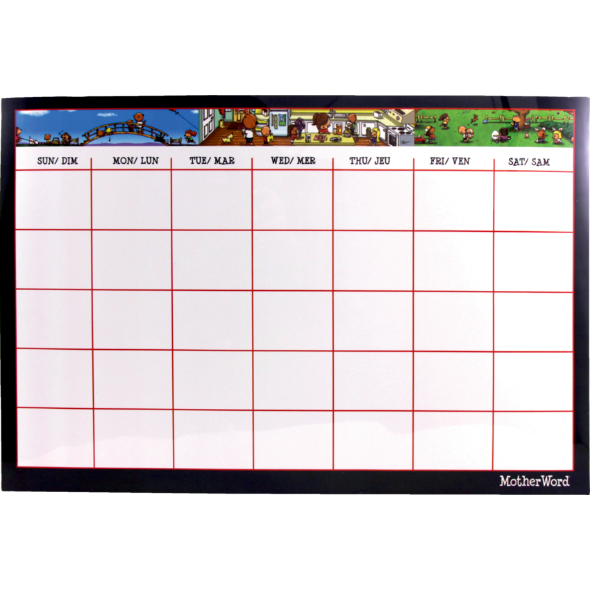 MotherWord® Dry-Erase Calendar Undated 17" x 11" Bilingual
