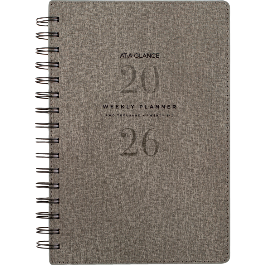 AT-A-GLANCE® Signature Collection Weekly/Monthly Planner 8-1/2" x 6" Bilingual Grey