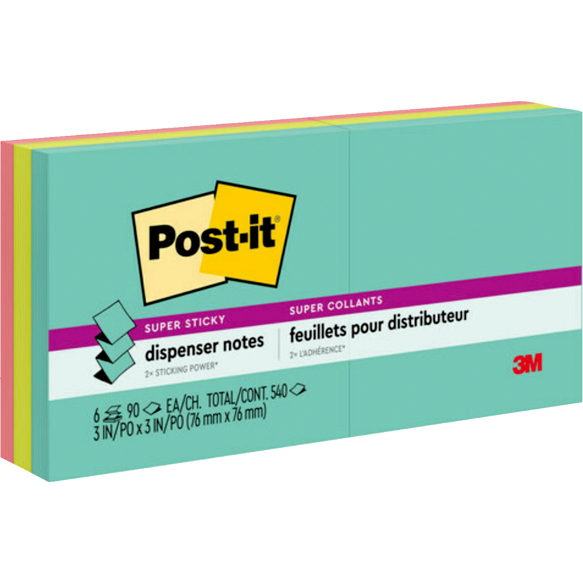 Post-it® Super Sticky Pop-up Notes 3" x 3" 90 sheets per pad Assorted Supernova Colours 10 pads/pkg