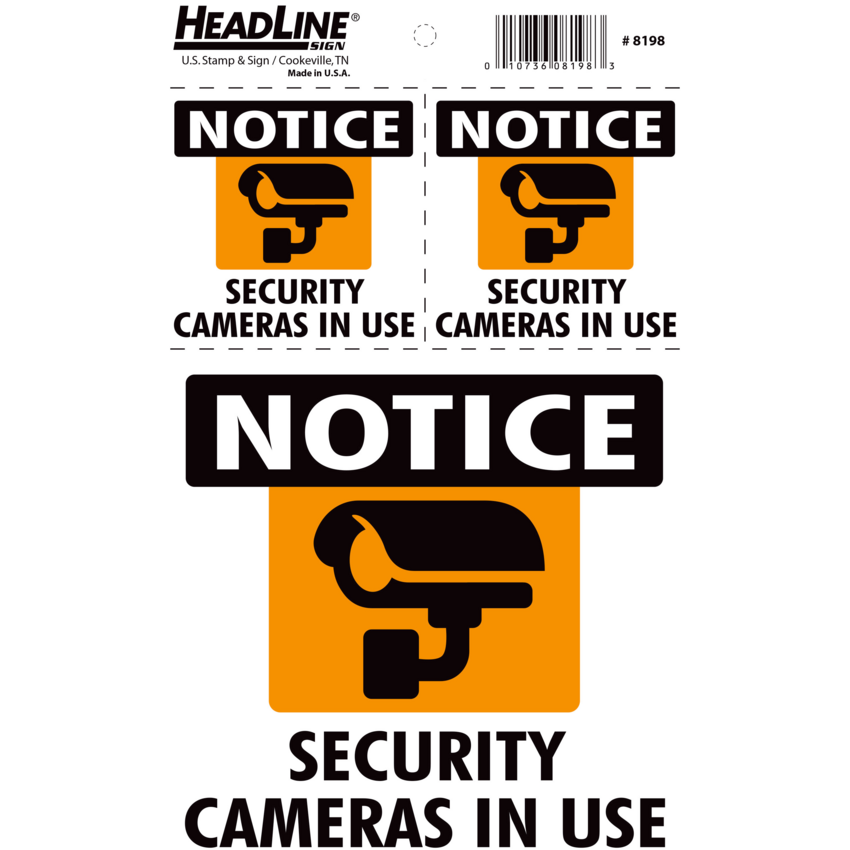 Headline® Security Camera Notice Signs English
