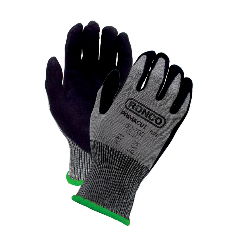RONCO PrimaCut™ Plus Foam Nitrile Coated Cut Resistant Gloves Small Black on Grey 6 pairs/pkg