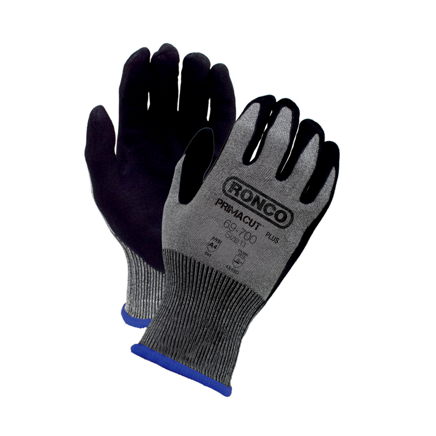 RONCO PrimaCut™ Plus Foam Nitrile Coated Cut Resistant Gloves XX-Large Black on Grey 6 pairs/pkg