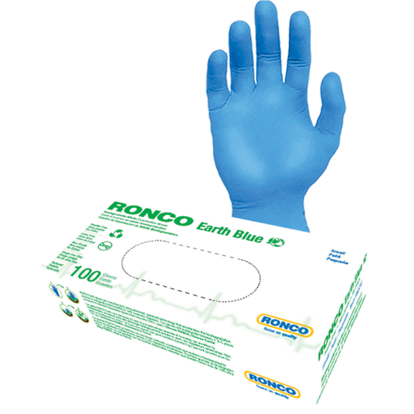 RONCO Earth Biodegradable Nitrile Examination Gloves Nitrile Small Blue 100/box