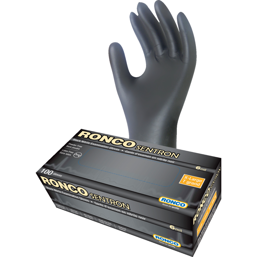 RONCO Sentron™ 6 Examination Gloves X-Large Black 100/box