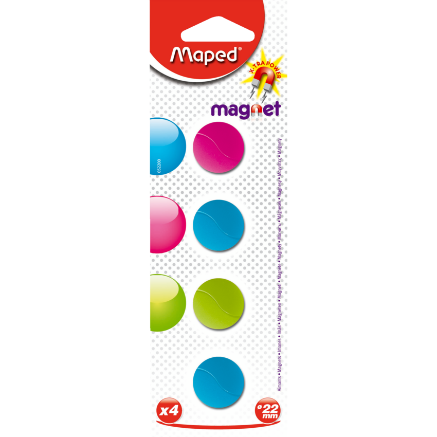 Maped® Magnets Round 55/64" Assorted Colours 4/pkg