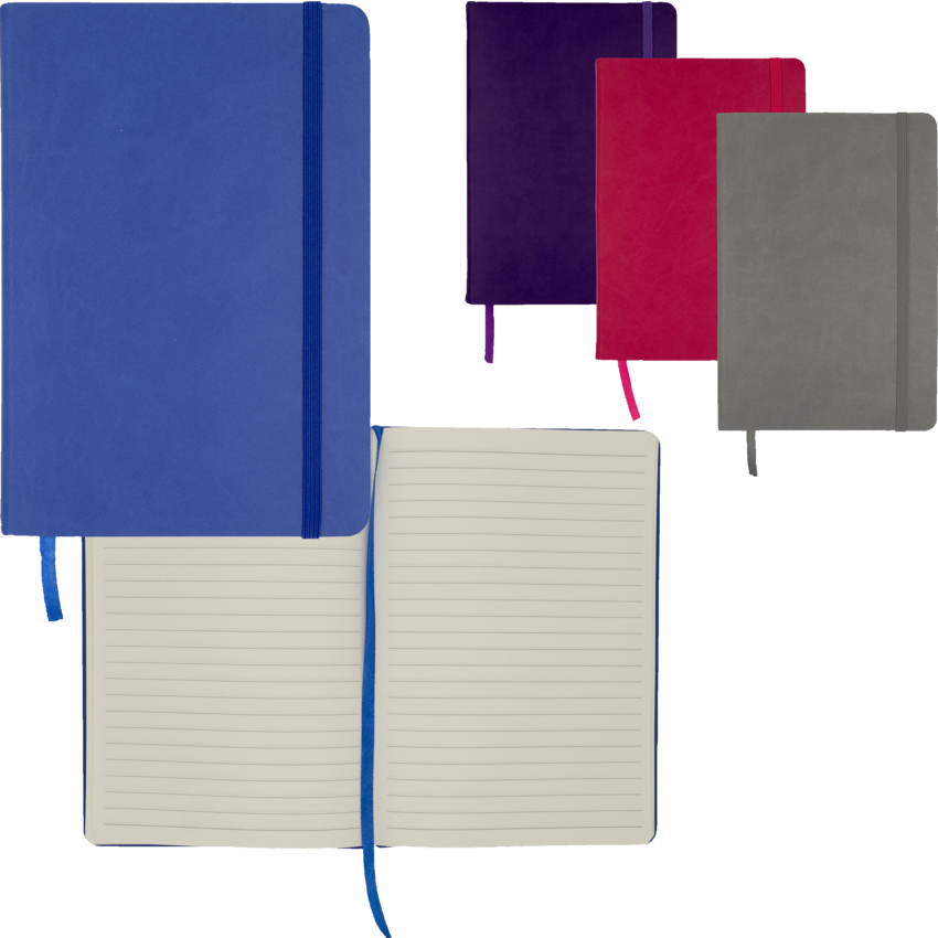 Merangue PU Notebooks With Bungee Strap 8"x6" Assorted Colours