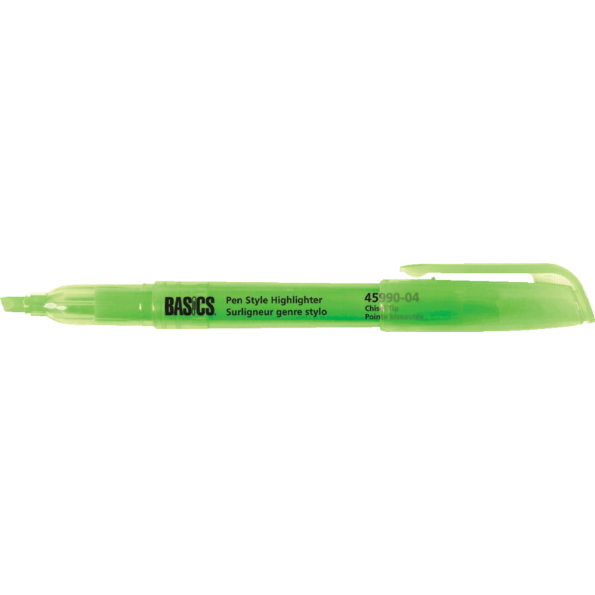 Basics® Pen Style Highlighters Green 12/box