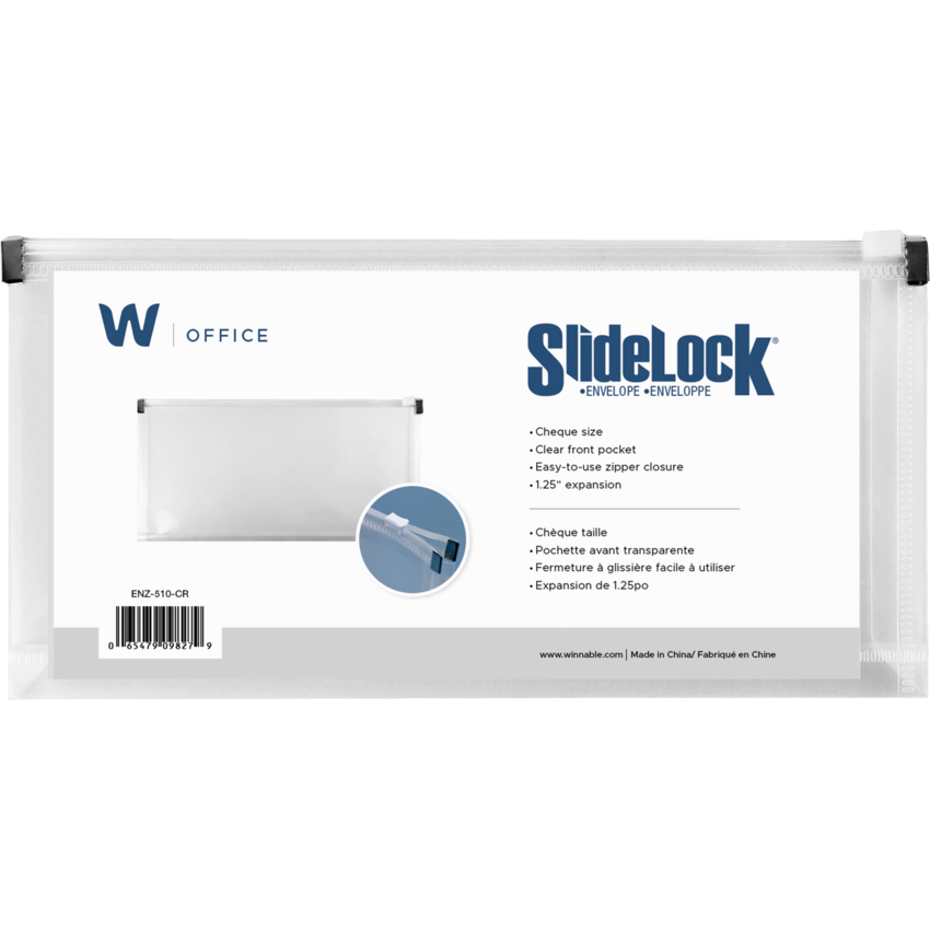 Winnable SlideLock® Poly Zipper Envelope 5" x 10" Clear