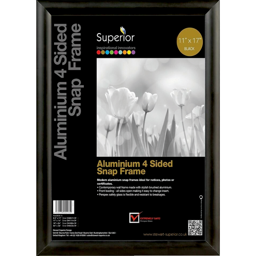 Seco Snap Frame Sign Holder 11" x 17" Black