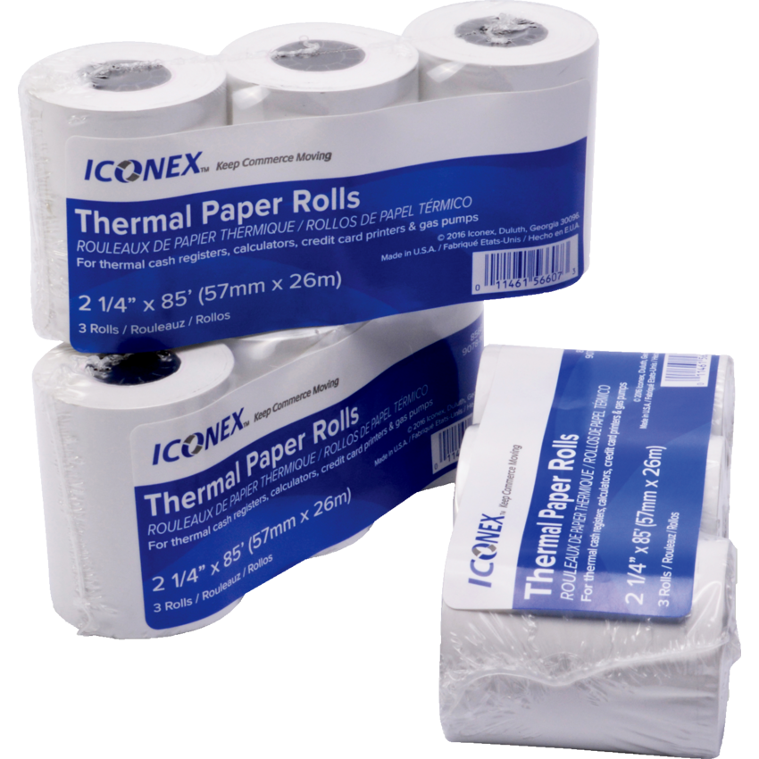 Iconex™ Paper Rolls Thermal 2-1/4" x 1-7/8" (85'L) 3 rolls/pkg