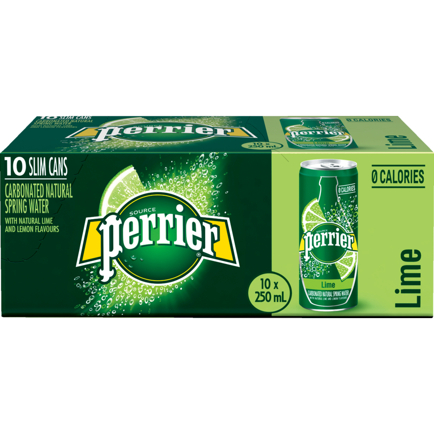 Perrier® Spring Water Lime 250 mL Cans 10/cse