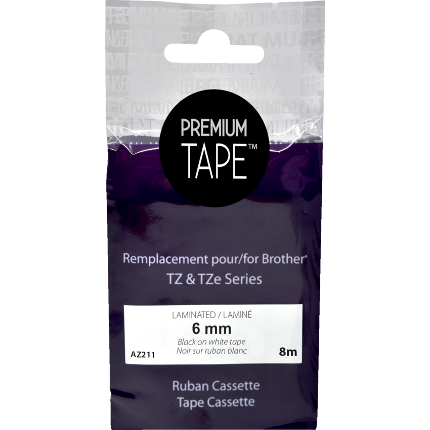 Premium Tape™ Compatible Replacement Tape TZ-211 15/64" x 26' Black on White