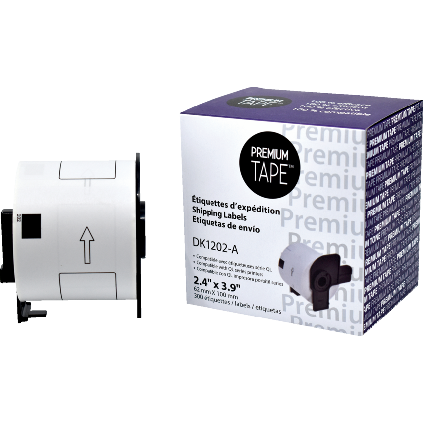 Premium Tape™ Compatible Replacement Tape Brother DK1201 2-2/5" x 3-9/10" 300 labels per roll Black on White