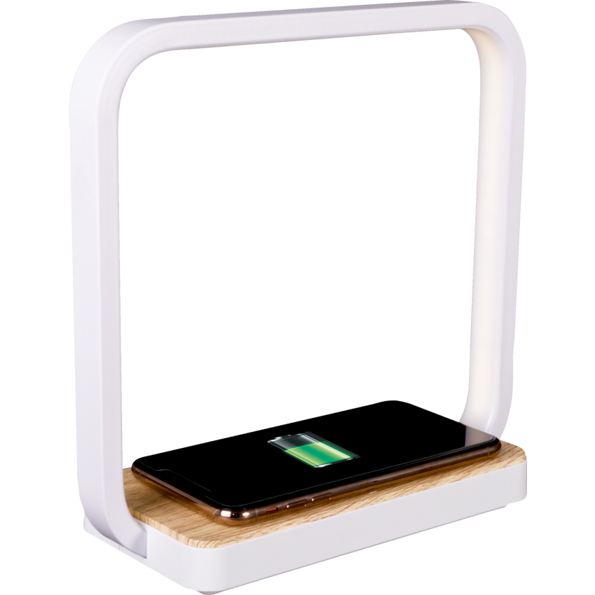 OttLite® Wireless Charging Station and Night Light White/Woodgrain