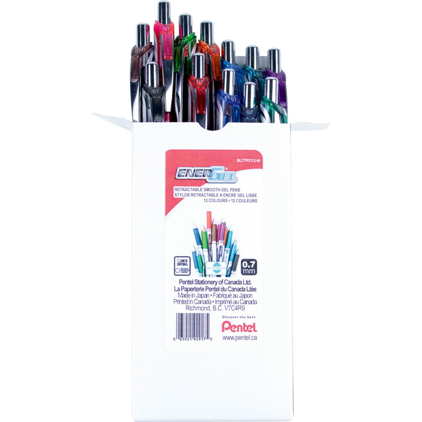 Pentel® EnerGel® Retractable Gel Pen 0.7 mm Assorted 12/box