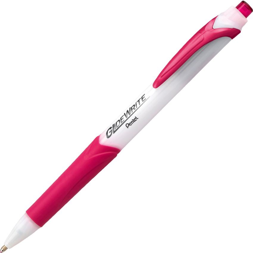 Pentel® GlideWrite Retractable Ball Point Pens Bold Point Pink 12/box
