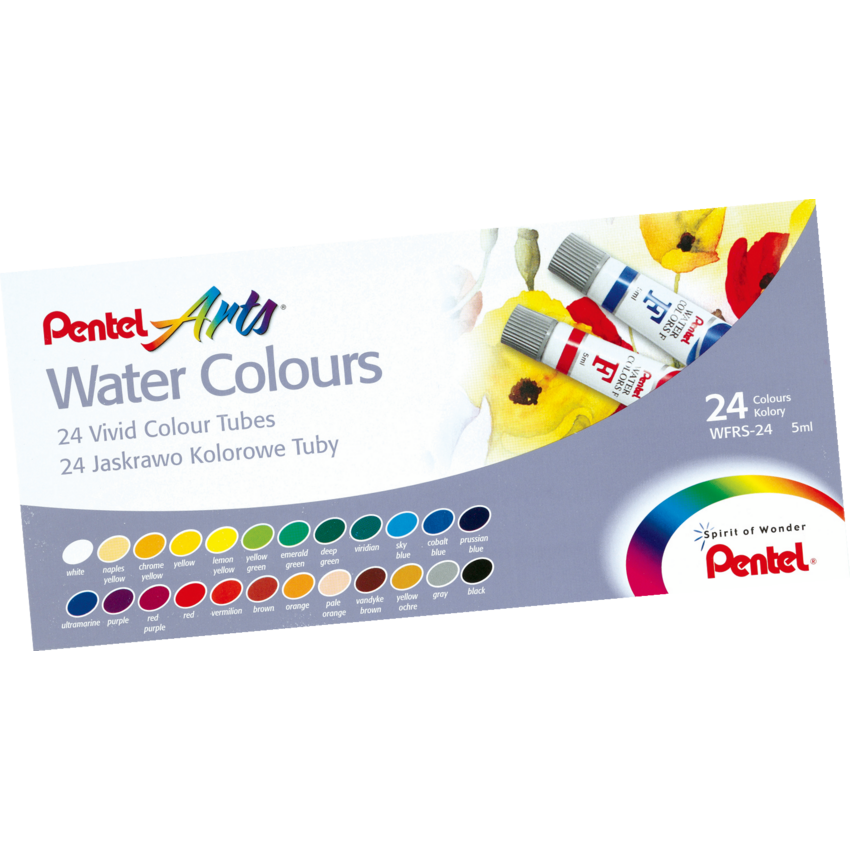 Pentel Arts® Water Colours 5 mL Assorted Colours 24/pkg