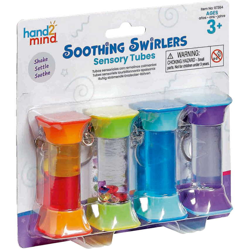 Hand2Mind® Soothing Swirlers Sensory Tubes with Key Ring 4/pkg