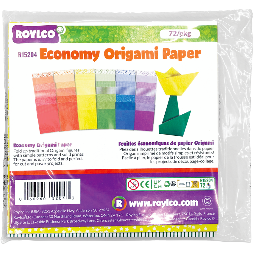 Roylco Economy Origami 5-3/4" x 5-3/4" Assorted Colours 72 sheets/pkg