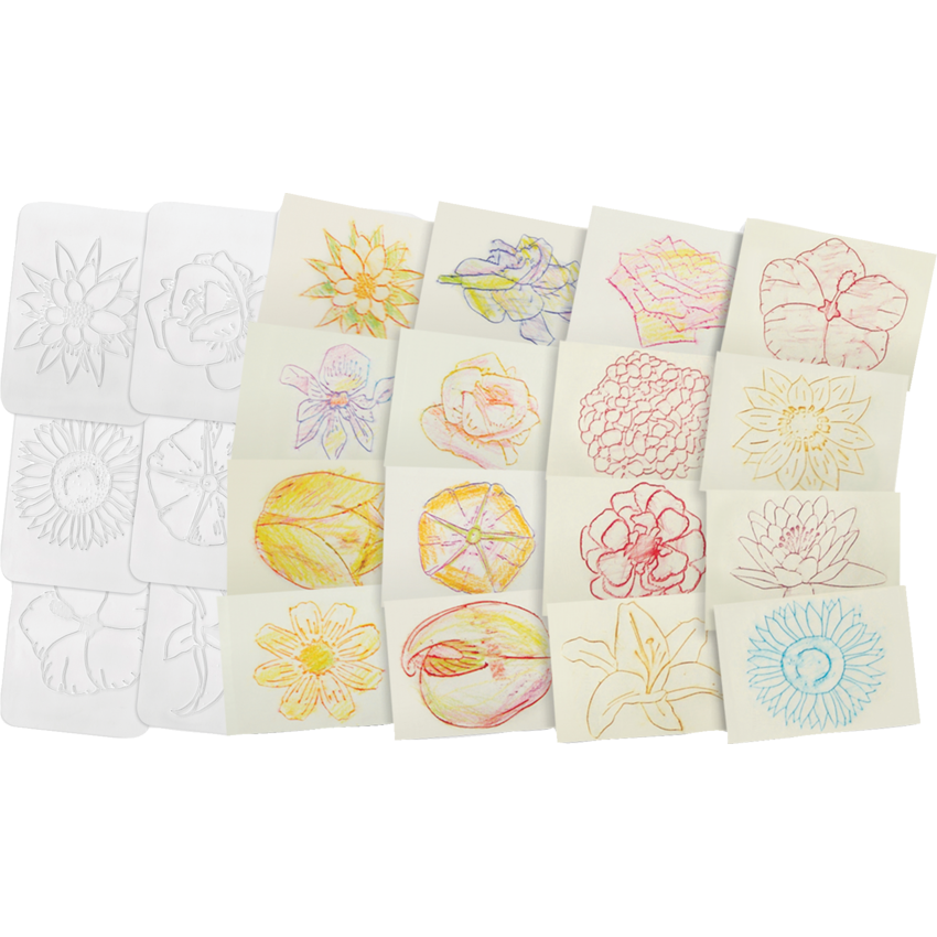 Roylco Rubbing Plates Flowers 4-1/2" x 6-1/2" 16/pkg