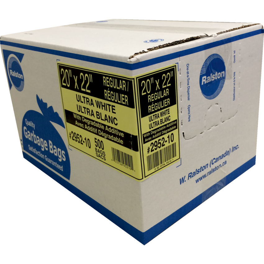 Ralston 2900 Series EcoLogo™ Industrial Garbage Bags Regular 20" x 22" White 500/ctn