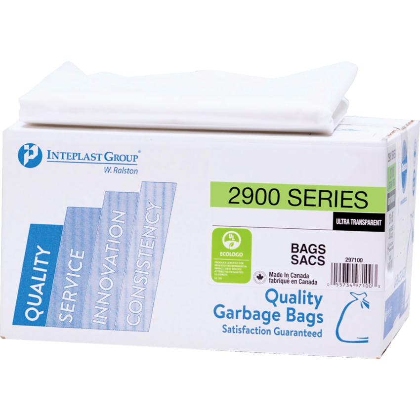 Ralston 2900 Series EcoLogo™ Industrial Garbage Bags Extra Strong 26" x 36" Clear 125/box
