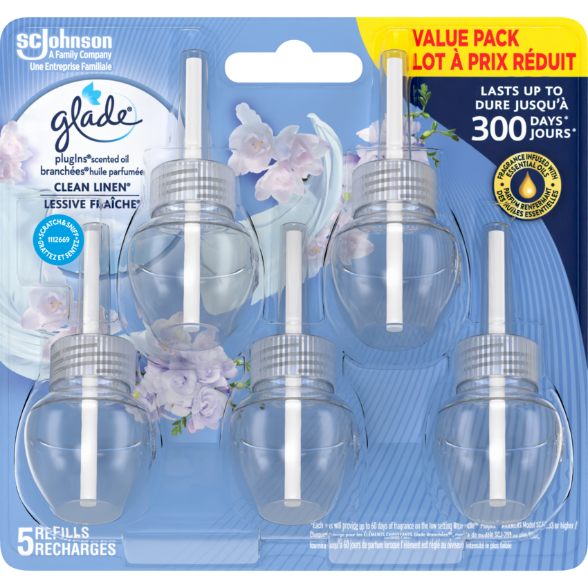 Glade® PlugIns® Scented Oil Refill Clean Linen 5/pkg