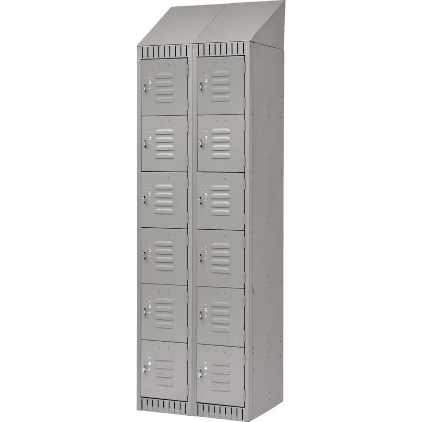Kleton® RTA Steel Locker Lockerettes w/Slope Top Bank of 2 Grey