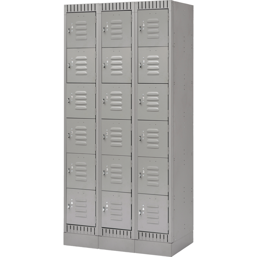 Kleton® RTA Steel Locker Lockerettes w/Recessed Base Bank of 3 Grey