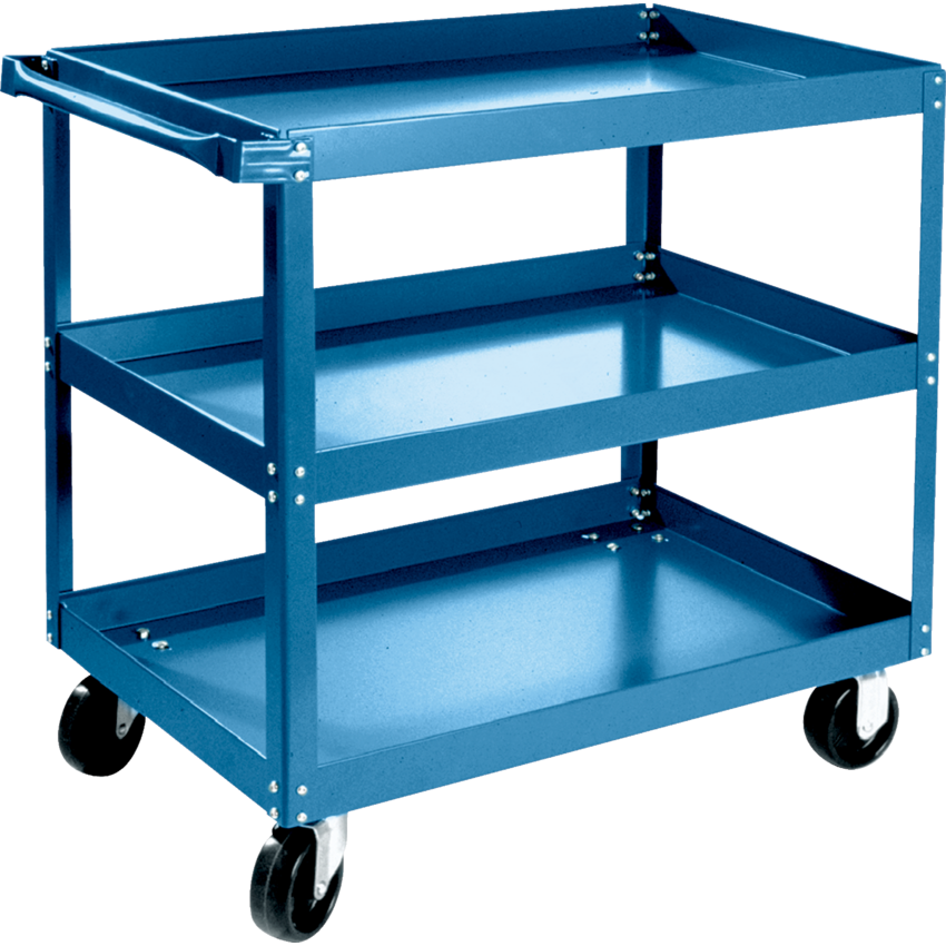 Kleton® Ready to Assemble Shelf Truck 3-Shelf 5" Polyolefin Casters 24"W x 36"D x 36"H