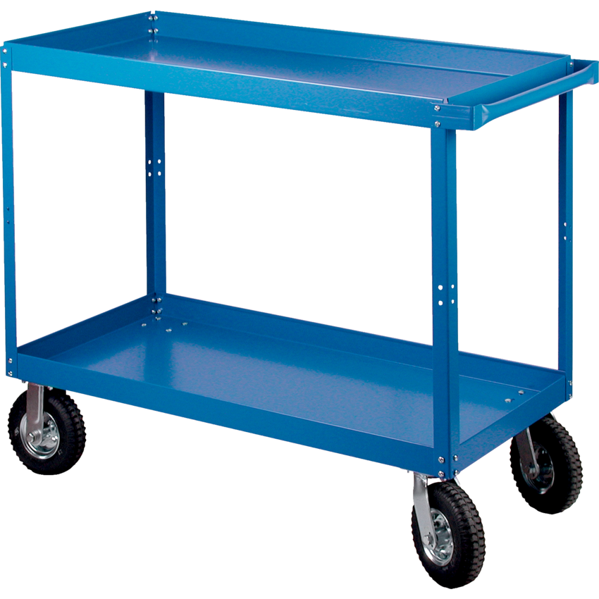 Kleton® Ready to Assemble Shelf Truck 2-Shelf 8" Pneumatic Casters 24"W x 36"D x 36"H