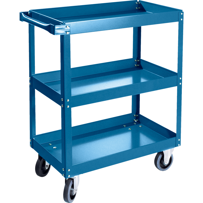 Kleton® Ready to Assemble Shelf Truck 3-Shelf 5" Rubber Casters 18"W x 30"D x 36"H