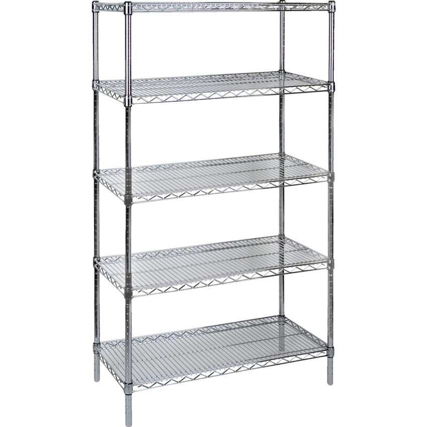 Kleton® Heavy Duty Chromate Wire Shelving 5 Shelves 72"W x 24"D x 74"H
