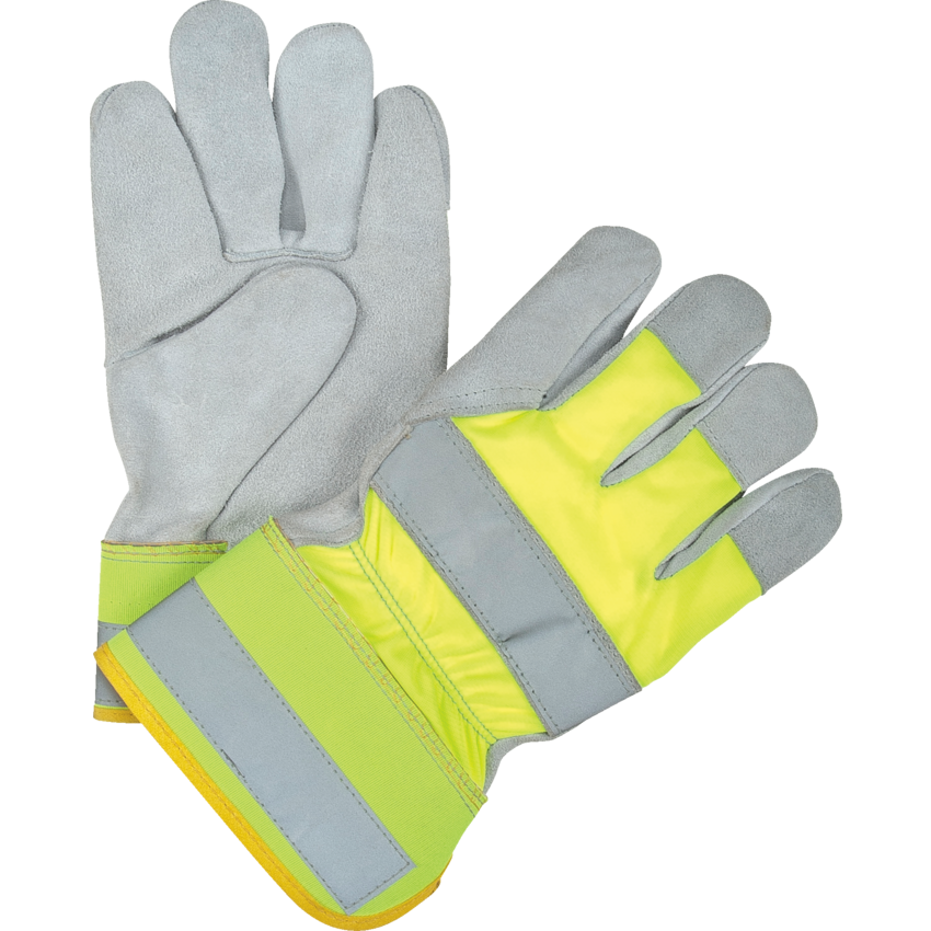 Zenith® High-Viz Split Cowhide Fitters Gloves Large Yellow