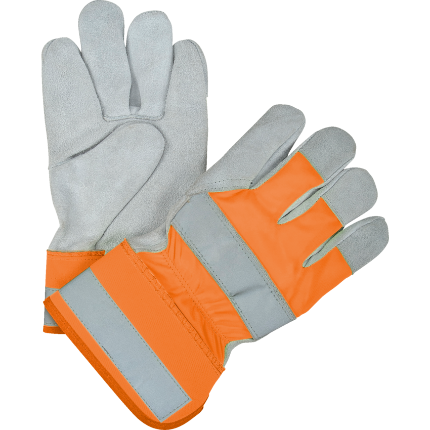 Zenith® High-Viz Split Cowhide Fitters Gloves Large Fluorescent Orange