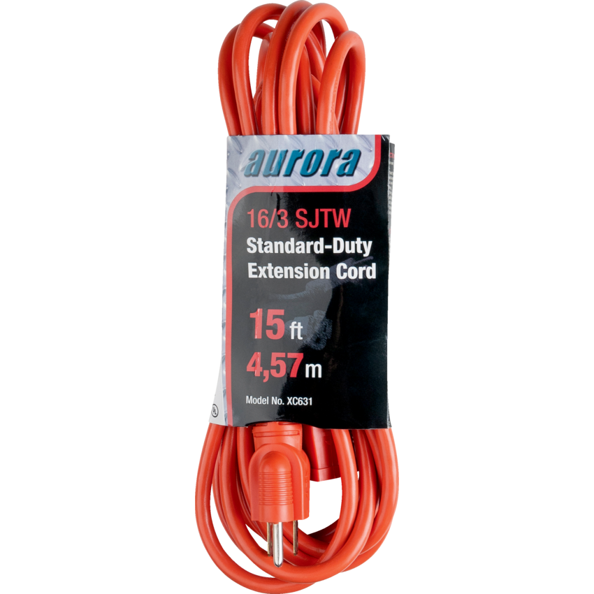 Aurora Tools® Indoor/Outdoor Standard-Duty Extension Cord 15' Orange