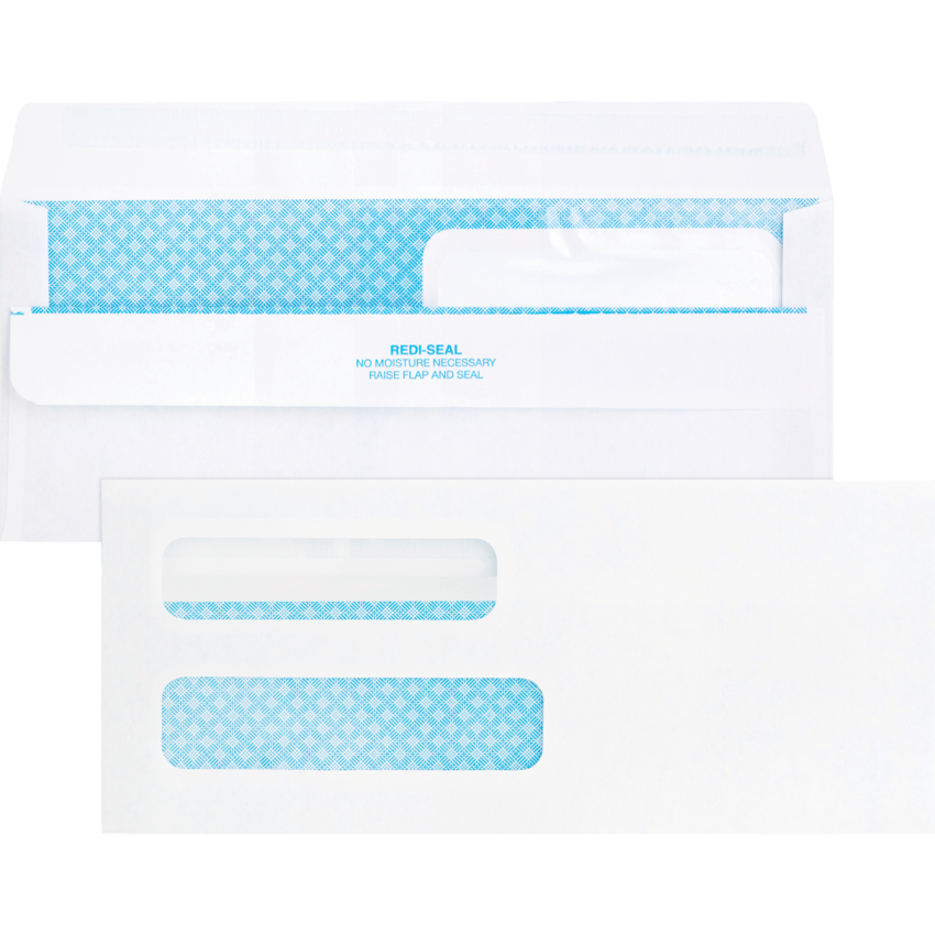 Business Source® Double Window Invoice Envelopes #8-5/8, 3-5/8" x 8-5/8" White 500/box