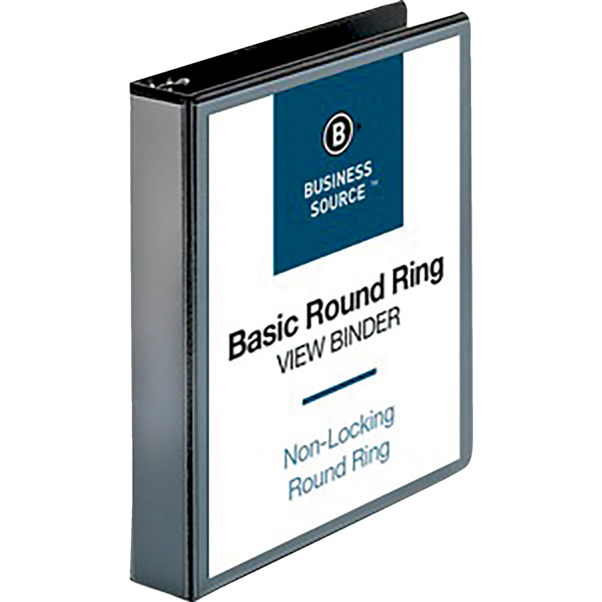 Business Source® Round Ring View Binder 1-1/2" Black