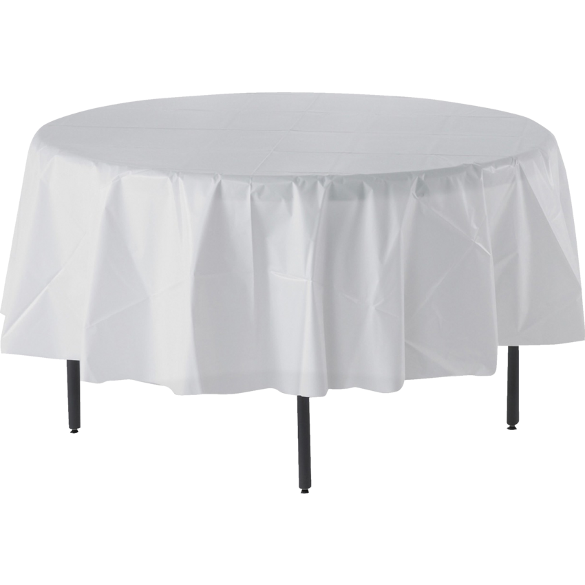 Genuine Joe Round Table Cover 84" White 6/pkg