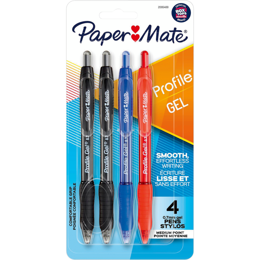Paper Mate® Profile® Gel Retractable Pens 0.7 mm Assorted Colours 4/pkg