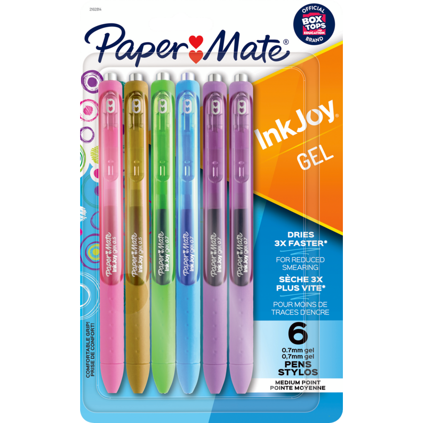 Paper Mate® Inkjoy® Retractable Gel Pens 0.7 mm Assorted Pastel Colours 6/pkg