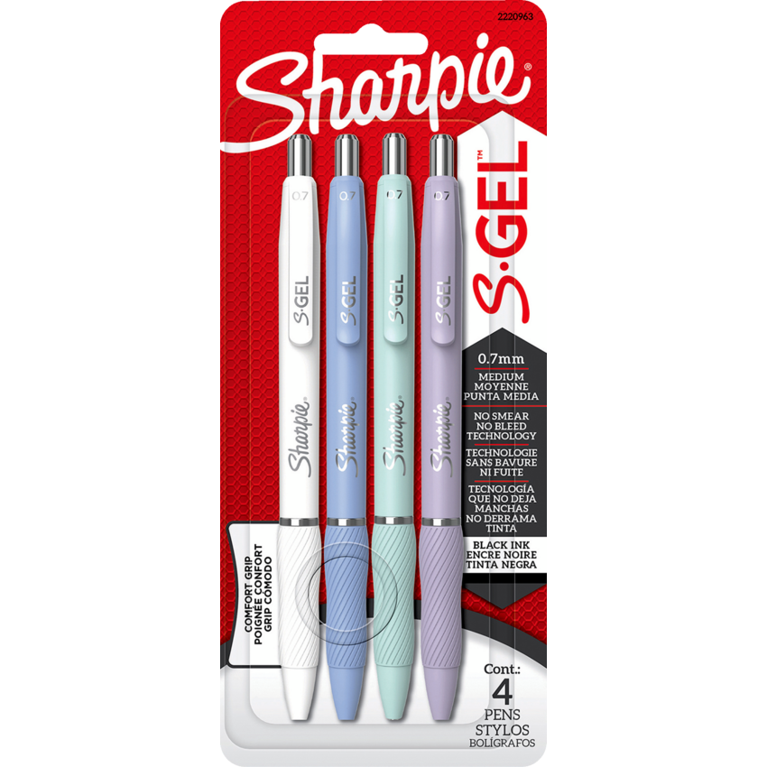 Sharpie® S-Gel® Fashion Retractable Pens 0.7 mm Assorted Colour Black 4/pkg