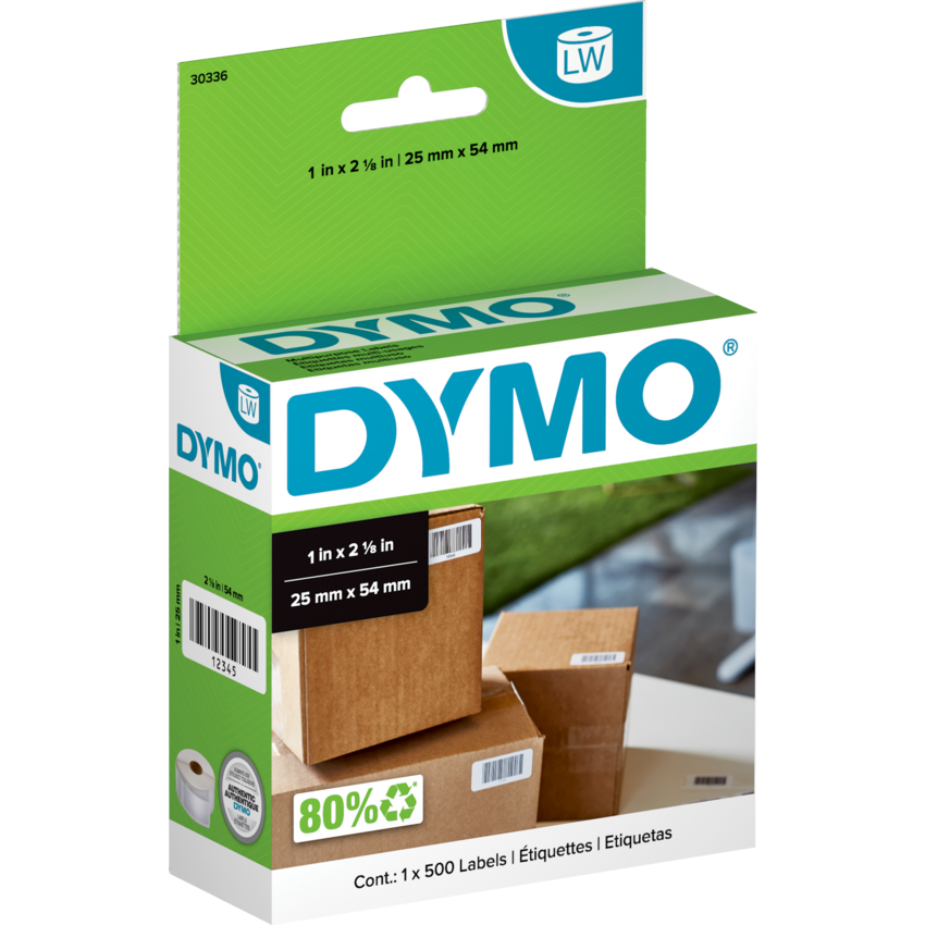 DYMO® LabelWriter® Small Multipurpose Labels 1" x 2-1/8" White 500 labels per roll 1/box
