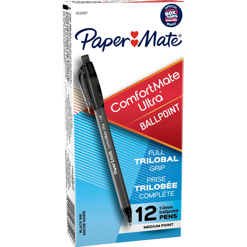 Paper Mate® ComfortMate Ultra™ Retractable Ball Point Pens Medium Point Black 12/box