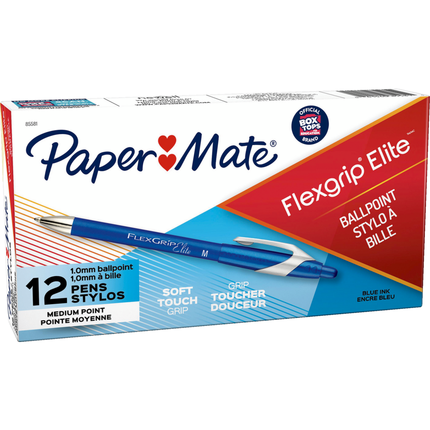 Paper Mate® FlexGrip® Elite™ Retractable Ball Point Pens Medium Point Blue 12/box