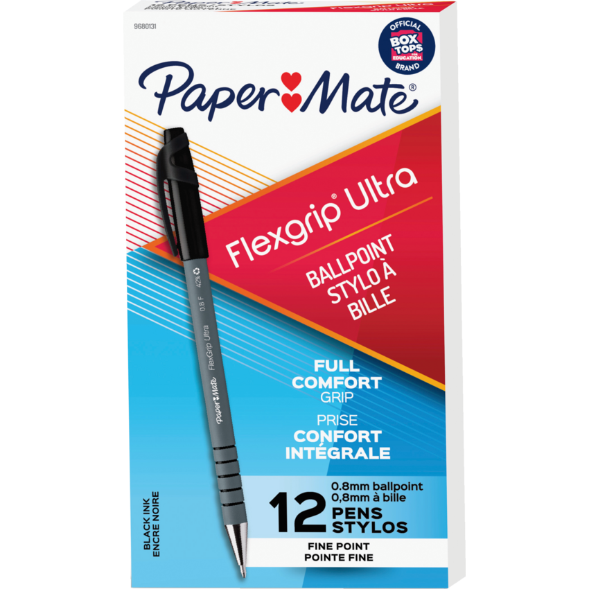 Paper Mate® FlexGrip Ultra® Ball Point Stick Pens Fine Point Black 12/box