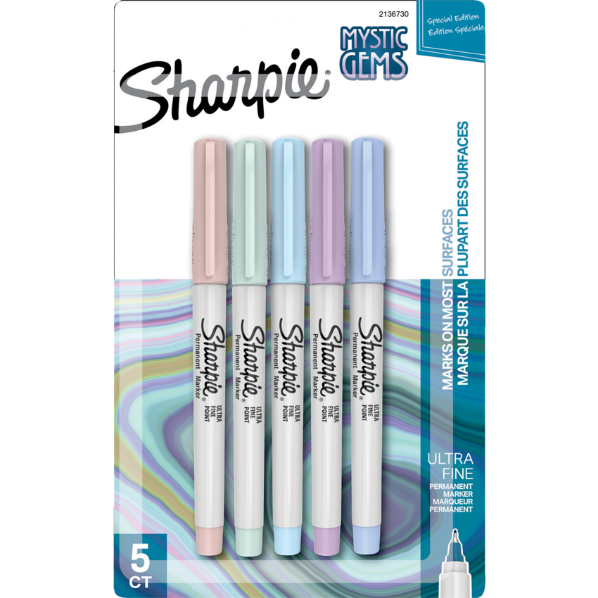 Sharpie® Mystic Gems Permanent Markers Ultra Fine tip Assorted Colours 5/pkg