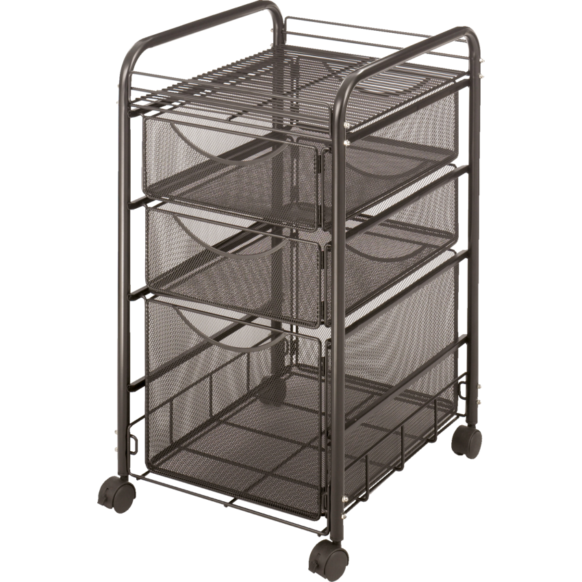 Safco® Onyx™ Mesh Mobile File Cart 15"W x 17"D x 27"H Black