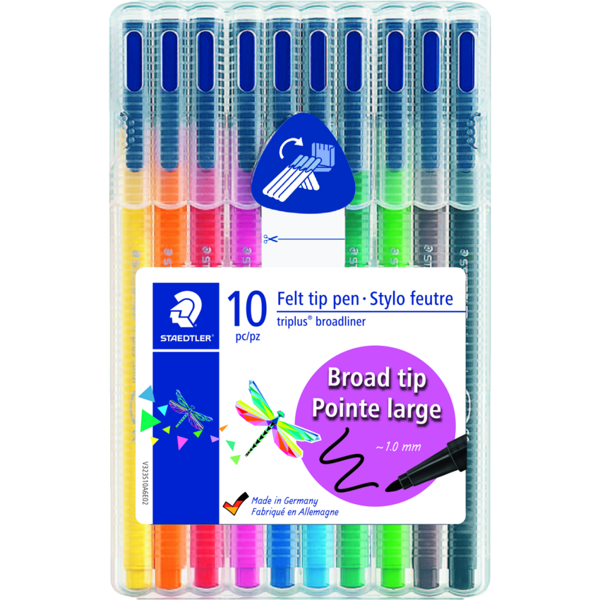 Staedtler® triplus® Broadliner Markers 1.0 mm Assorted Colours 10/pkg